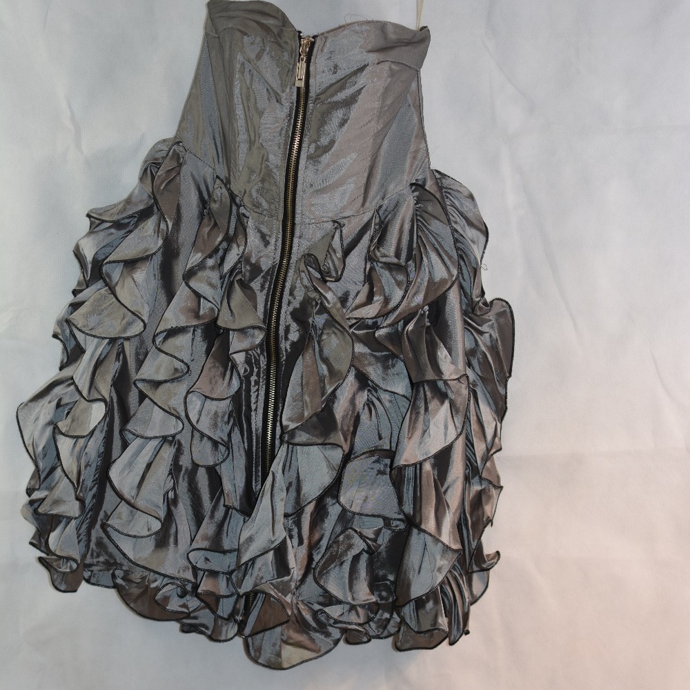 Silver frilled Mini Dress SZ S Daisy /3B32A